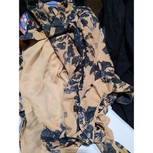 rokh Ruffle Detail Long Dress Tattoo Print XS